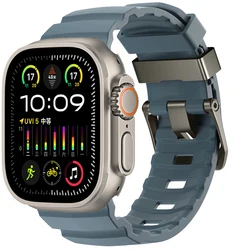 Enhanced Silicone Strap for Apple Watch - Comfortable and Replaceable Bracelet (Ocean blue grey)