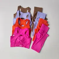 2PCS Sports Bra Women's Set Professional Fitness Tank Top Bra Shockproof Running Leggings Yoga Suit Beautiful Back Bra Clothing - Image 2