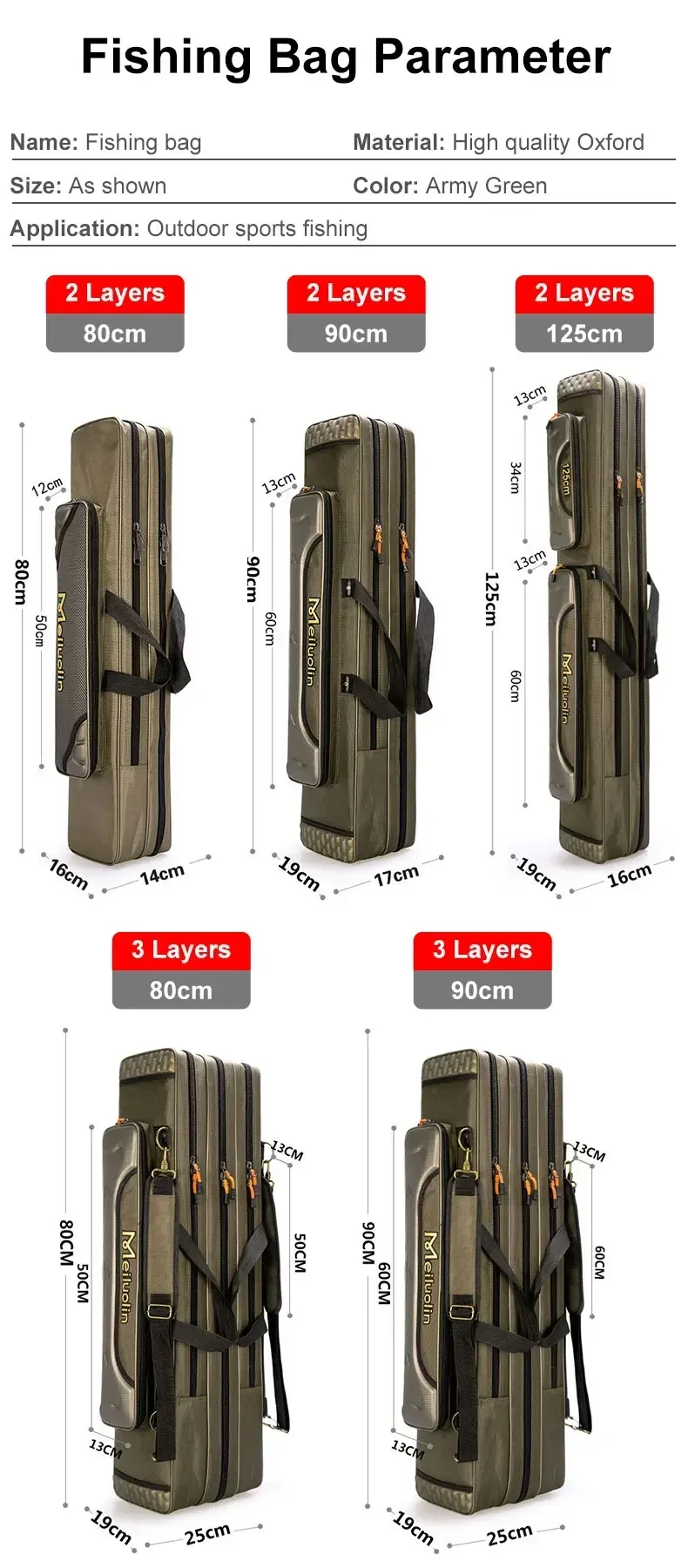 S59d7138f53044ae797d0a26c6fa7b483T Fishing Rod Storage Bag Oxford Cloth Multifunctional 1/2/3 Layer Large Capacity 80/90/100/120/125CM Fishing Rod Carrier Mallzona