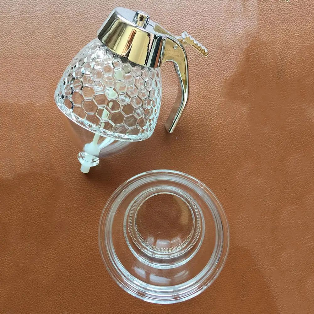 Description Picture 5 of itemAcrylic Honey Dispenser Honey Bottle Jar Squeeze Bottle With Lid And Honey Glass Stand Non-toxic Vacuum Plating Honey Syrup Cup