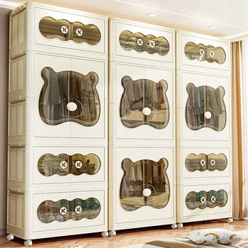 Wardrobe Clothes Baby Storage Cabinet Wardrobe Furniture Guarda Roupa Infantil Foldable Plastic Closet Bedroom Furniture 1