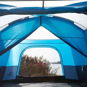 Tent 10-12-14 Person(Style-B)Family Cabin Tents,2 Rooms3 Doors and 3 Windows Mesh,Straight Wall Waterproof,Double Layer,Big Tent 6
