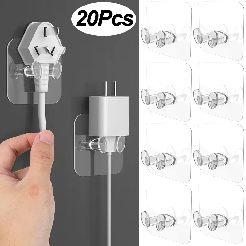 Set De 4 Soporte Para Enchufes De Pared - Organizador De Cables, Sin Taladro, ABS, 8x3x1 Cm Cada Uno