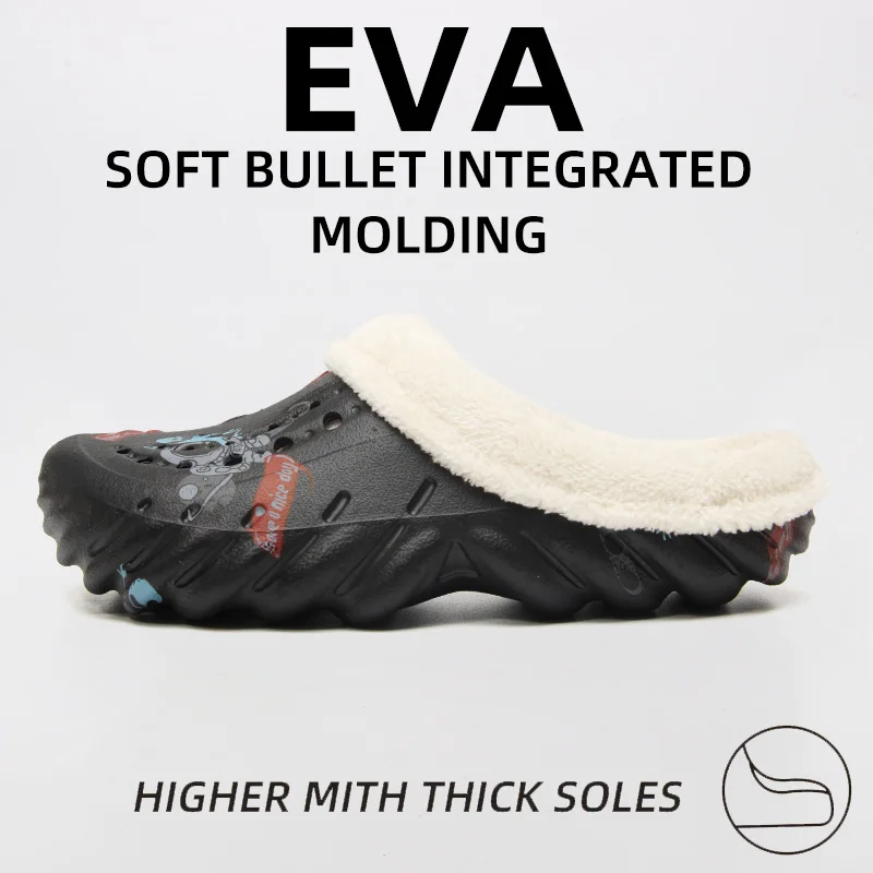 Eva thick soles with cotton wool shoes for ladies wear Baotou cotton slippers in autumn and winter