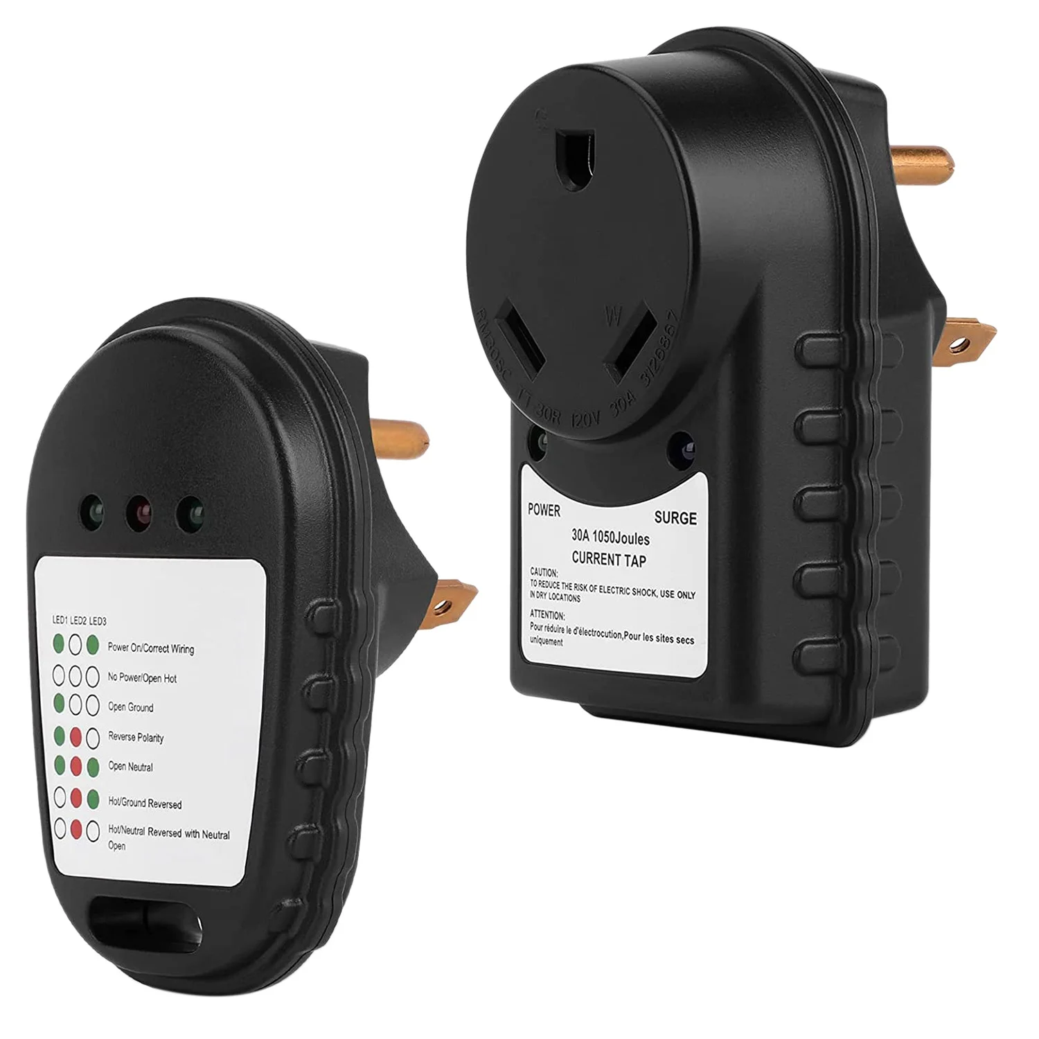 30A Rv Circuit Tester Surge Adapter, 125V Rv Power Piedistallo Tester 14-50P Analizzatore Di Prese Per I Viaggi