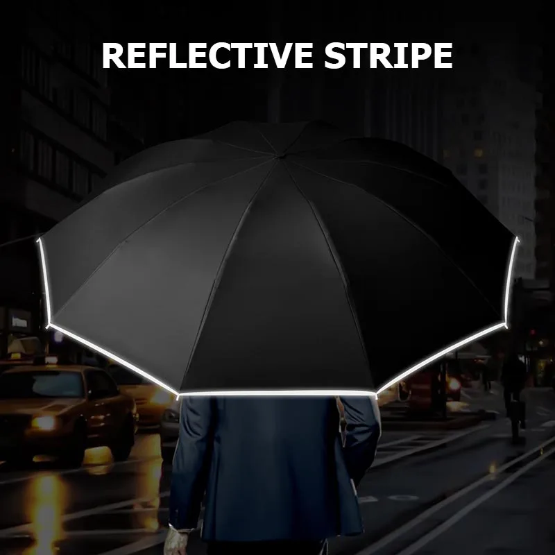 Luxury Travel UV Umbrella Wooden 10k Double Bones Reverse Reflective Strip Large Windproof Bussiness Compact For Men Women sun umbrella