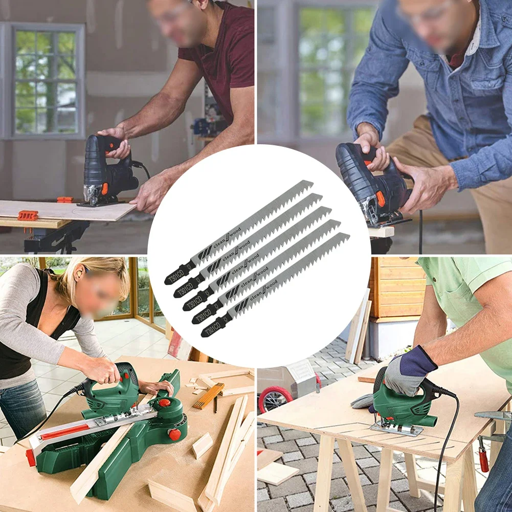 T301CD Jigsaw Blade Set 5Pcs High Carbon Steel Reciprocating Saw Blade For Sheet Panels Wood Plastic Metal Cutting Woodworking