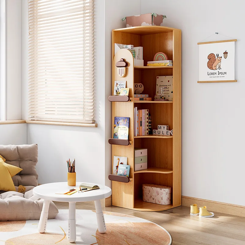 

Xl Children's Bookcase Living Room Shelf Multi-Layer Locker Corner Home Bookcase Wood