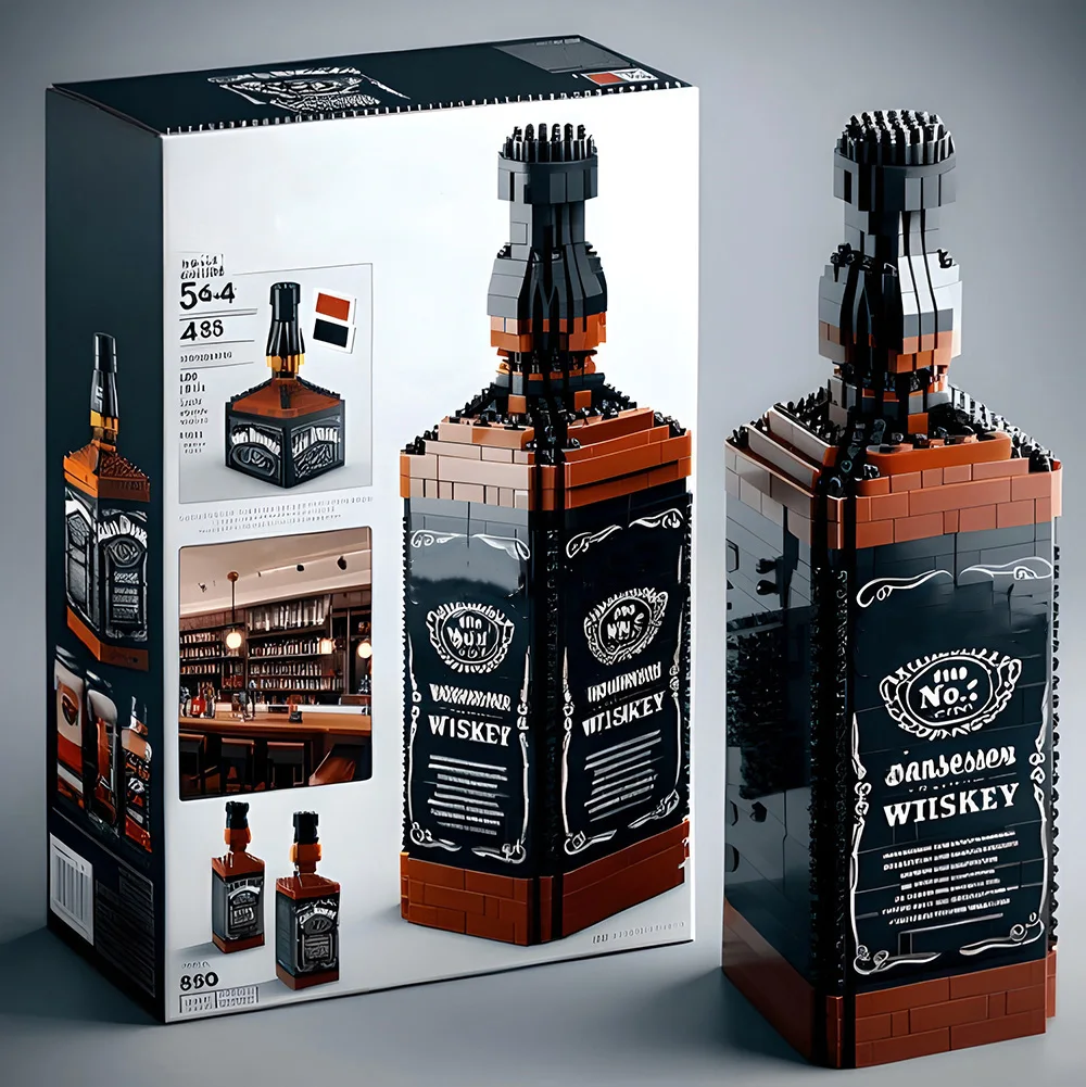 Blocs de construction créatifs de bouteille de whisky, Kits de modèles de bricolage de Puzzle 3D pour adultes, décoration de Bar à domicile, 10 Styles disponibles