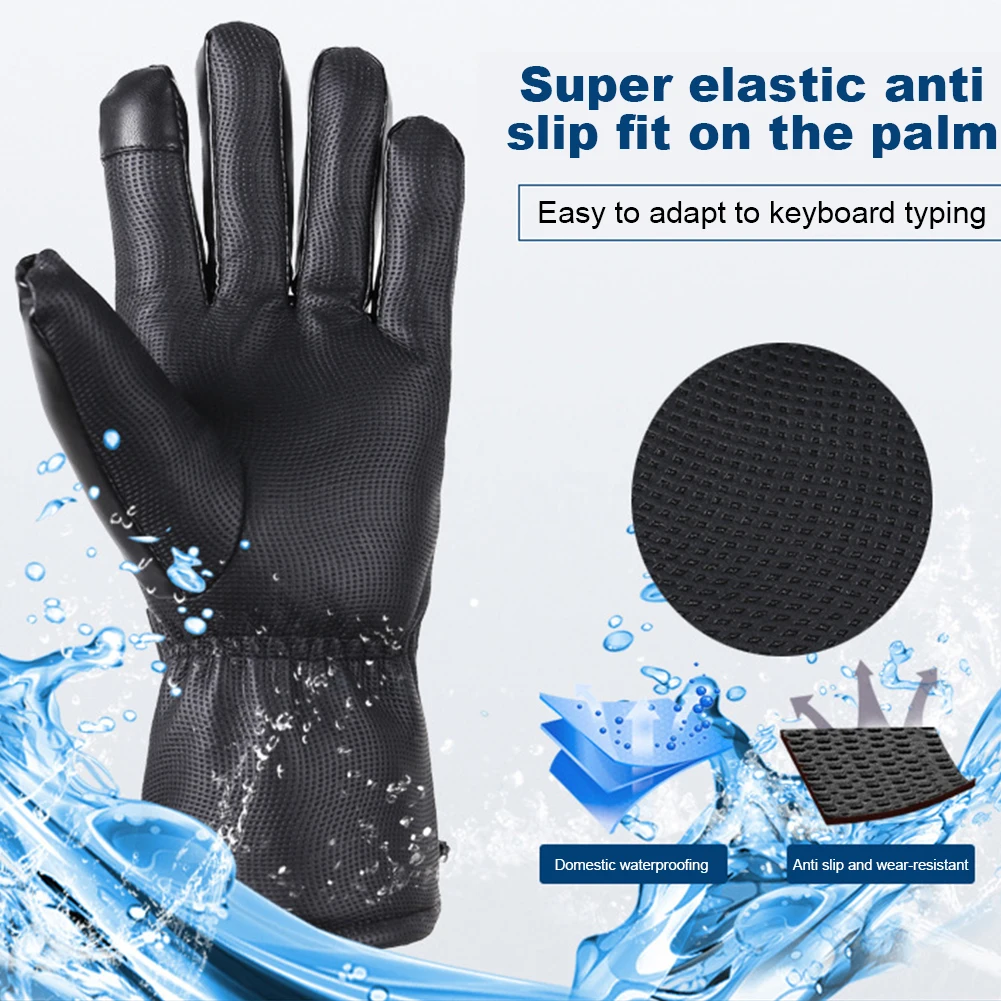 Touchscreen Heated Gloves 3 Temperature Levels Waterproof Electric Winter Gloves Hand Warmer for Outdoor Motorcycle Ski Cycling 3