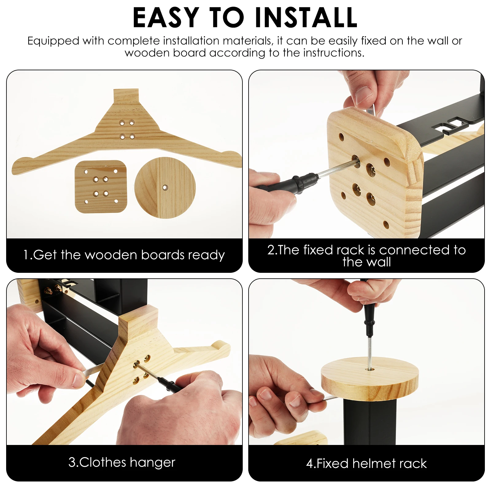 Wood Motorcycle Helmet Holder Storage Rack