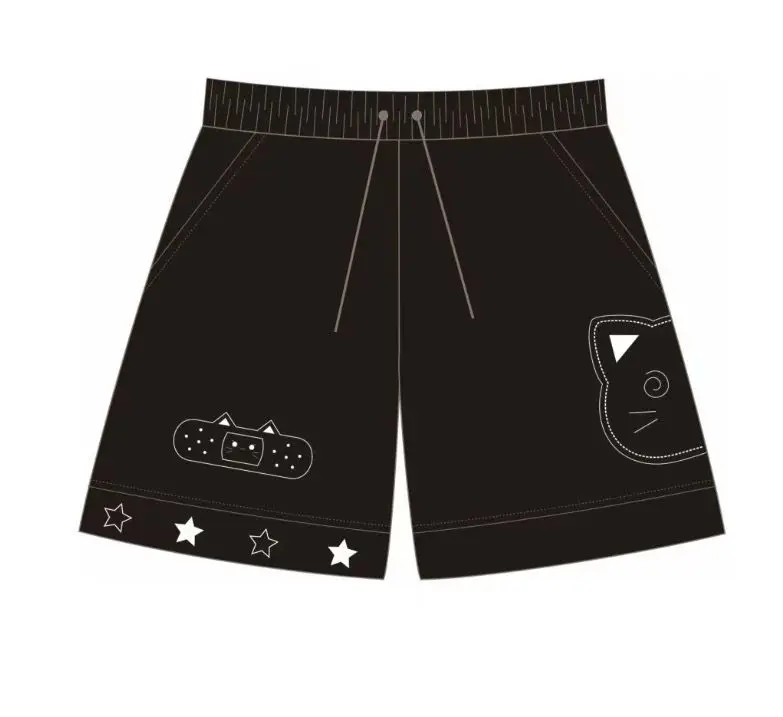 Summer Shorts for Women Cartoon Patchwork Elastic Waist Wide Leg Pants Japanese Casual Pantalones Cortos De Mujer 2026 Bottoms