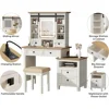 Farmhouse Makeup Vanity Desk with Sliding Mirror and Lights Antique White Makeup Vanity Table Set with Charging Station 6Drawers 6