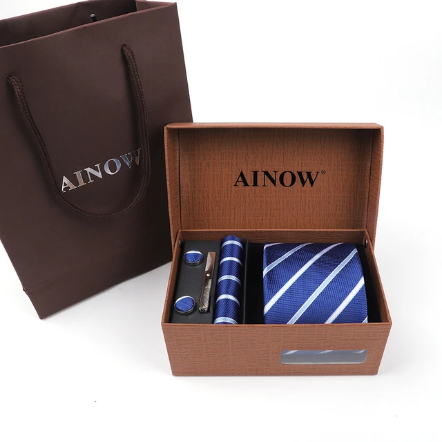 luxury tie set gift box for men 2022 jacquard necktie and pocket