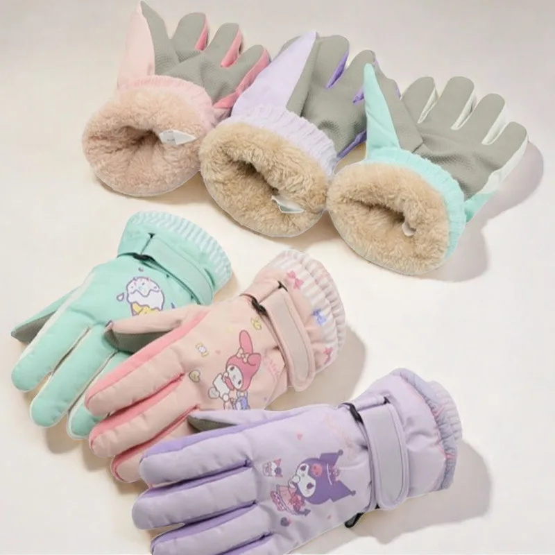 

Детские лыжные перчатки Sanrio, зимние водонепроницаемые перчатки для мальчиков с рисунком My Melody Kuromi