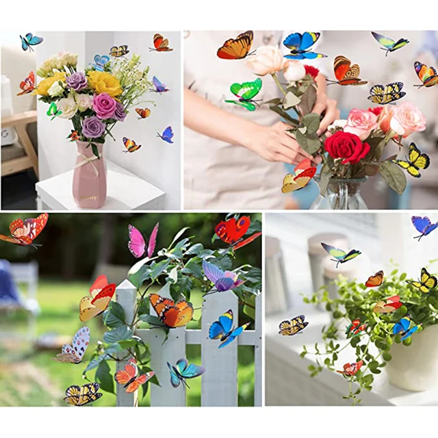 100Db Otthoni Pillangók Kerti Dekoráció, Amely Alkalmas Kültéri Udvarra Pázsitparti Diy Tündér Dekorációs Eszközök - Image 2