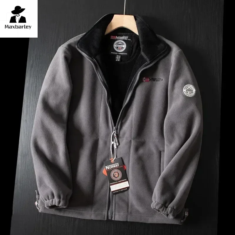 Windproof Fleece Padded Jacket for Men, Anti-Freezing, Warm Coat