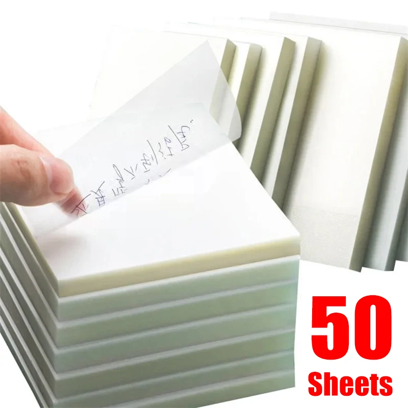 Waterproof Transparent PET Posted It Sticky Note Pads 50Sheets bookmarks stationery supplies,index tabs Creative Notepads Posits for School Stationery Office Supplies