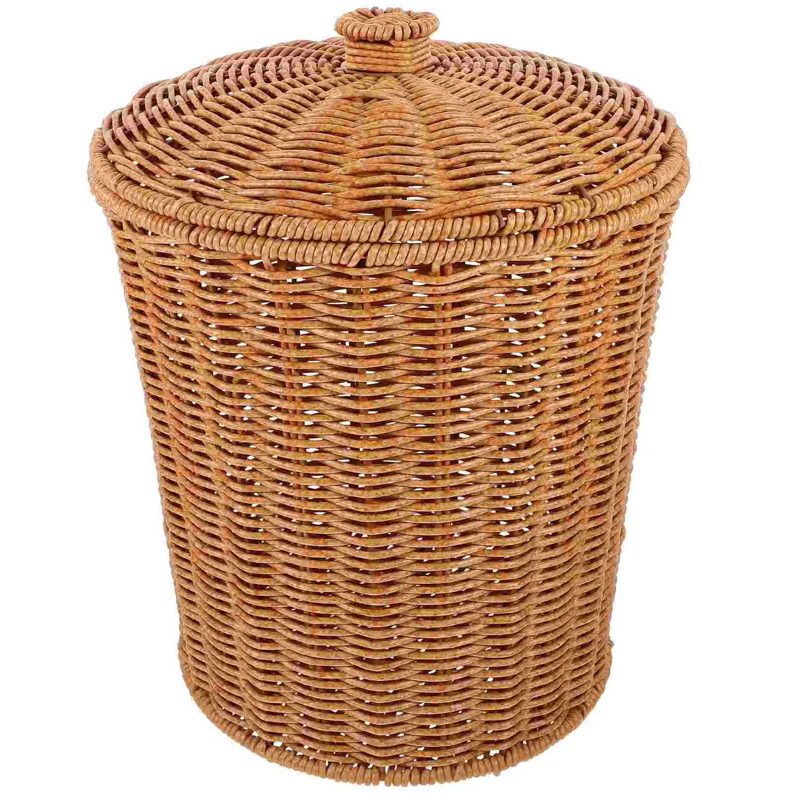 

Basket Wicker Storage Trash Can Waste Woven Laundry Baskets Rattan Bin White Garbage Hamper Clothes Lid Seagrass Dirty Container