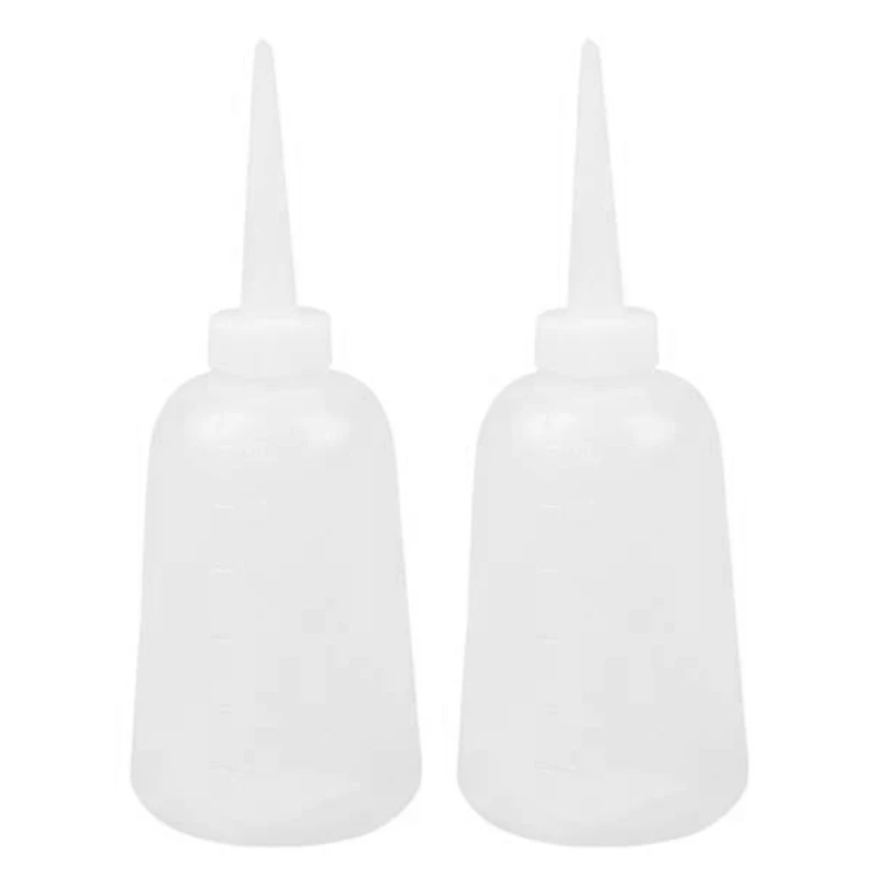 

2X Clear White Plastic Sauce Oil Liquid Dispensing Squeeze Bottle 300Ml