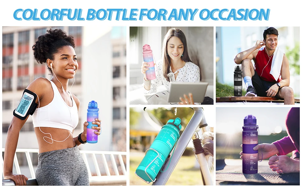 1 Liter Large Capacity Sports Water Bottle Leak Proof Colorful Plastic Cup Drinking Outdoor Travel Portable Gym Fitness Jugs S59d8334ecdad4119b7fab5ddb7cf50b19