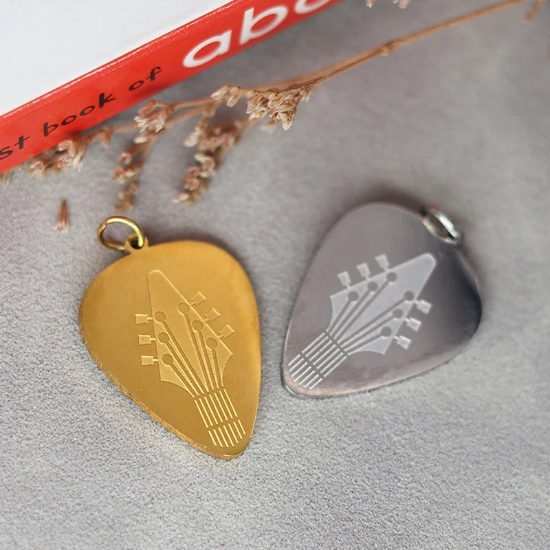 2pcs Stainless Steel Guitar String Triangle Pendant Charms for Jewelry Making Findings DIY Punk Rock Necklace Men Accessories