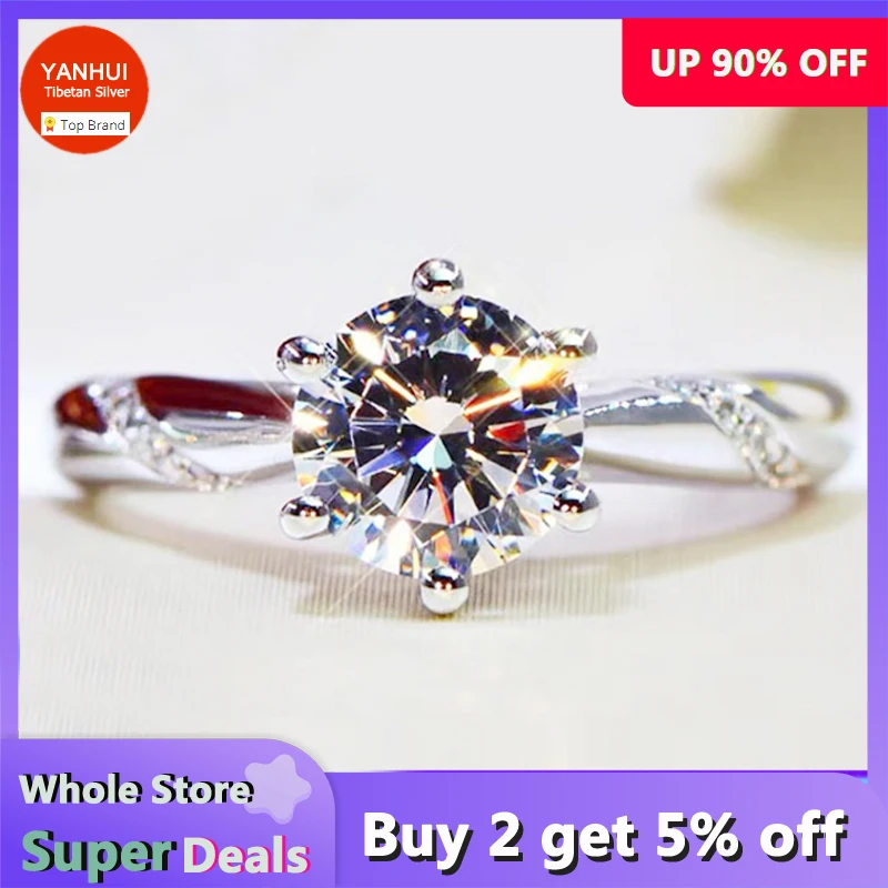 Silver Rings Silver Ring Wedding Rings White Gold Color Tibetan Silver Rings Women Cubic Zircon Wedding Jewelry