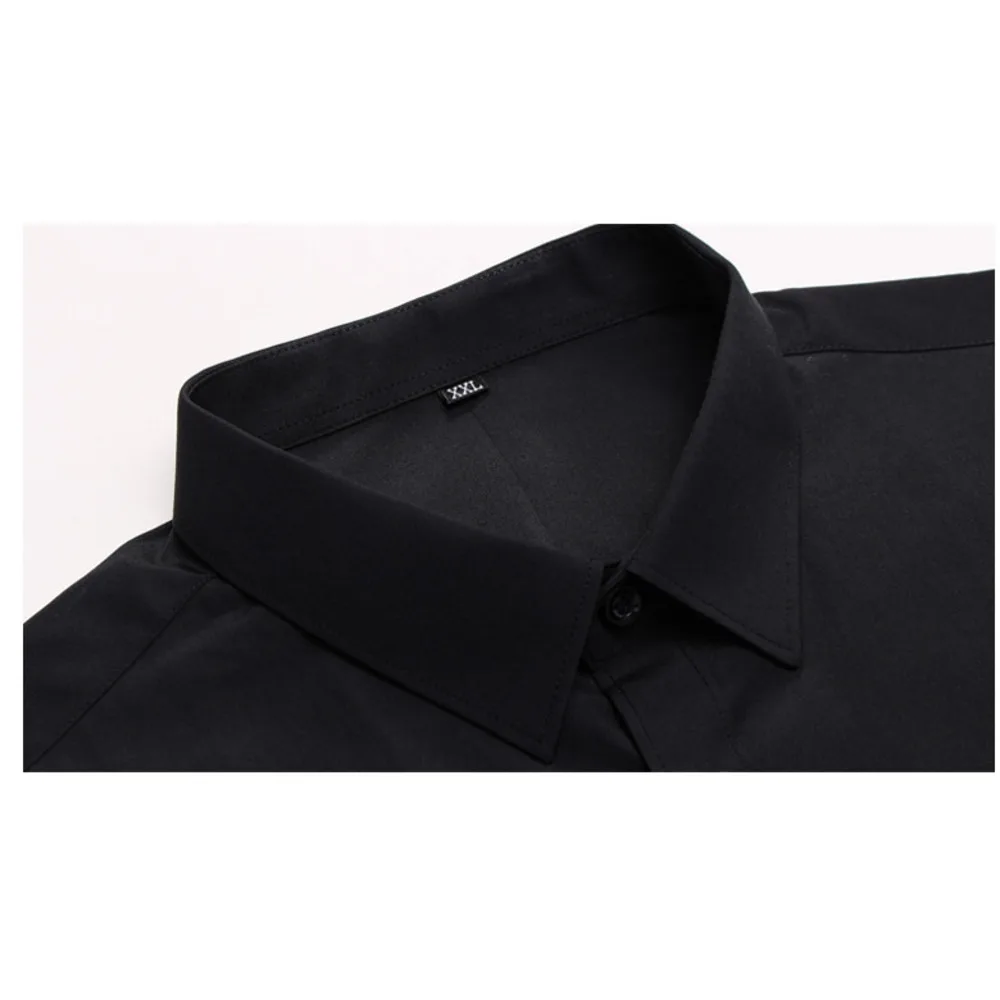 Nuova versione coreana a maniche lunghe slim fi tinta unita non stirabile da lavoro professionale per ragazzi da uomo_voghion.com