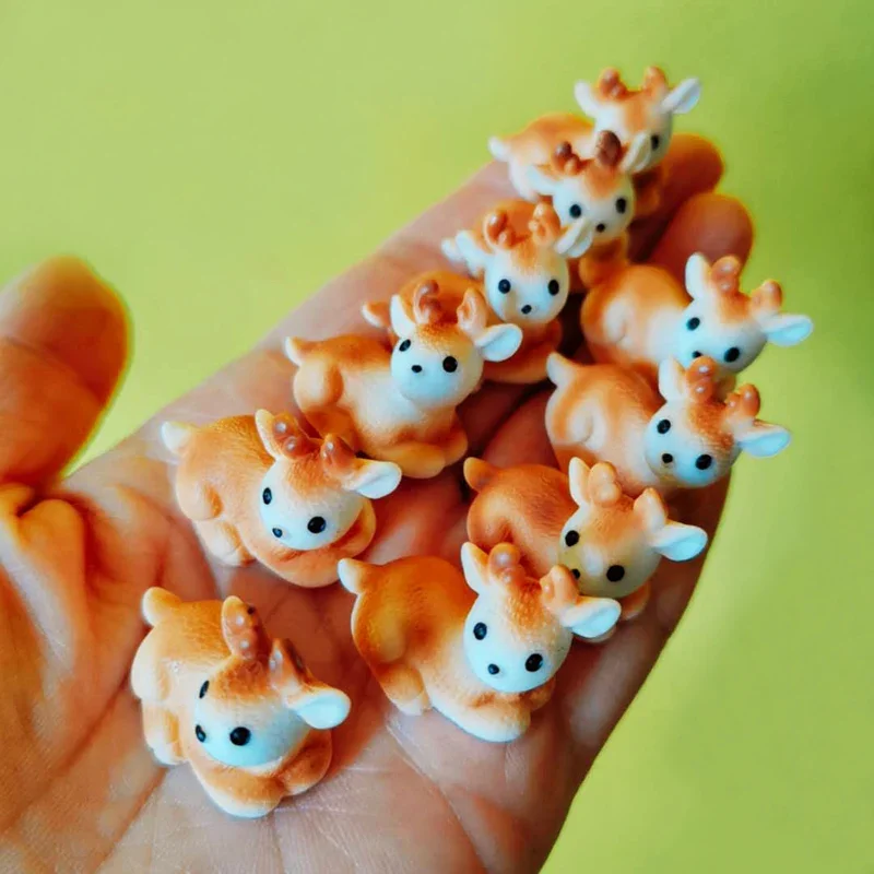 Deer Miniatures Fairy Garden Gnome Moss Terrarium Decor Crafts Bonsai DIY Doll House Figurine Model Toy 10 pcs miniature duck figurines miniature ornament miniature figurines