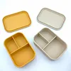 Personalized Name Bento Lunch Box Silicone 3-compartment Lunch Box Baby Food Container Leakproof Portable Picnic Lunch Box 3