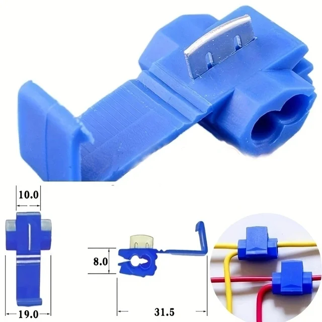 50-Pack 3M T-Tap & Male Wire Terminal Connectors - 22-18 Gauge For Car Audio & Wiring