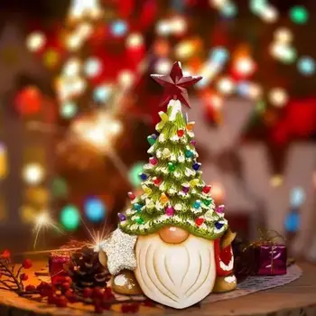 Christmas Dwarf Resin Gnome Xmas Tree Figurines Statue Ornaments Creative Dwarf Miniatures Christmas Desktop Decoration Crafts 2