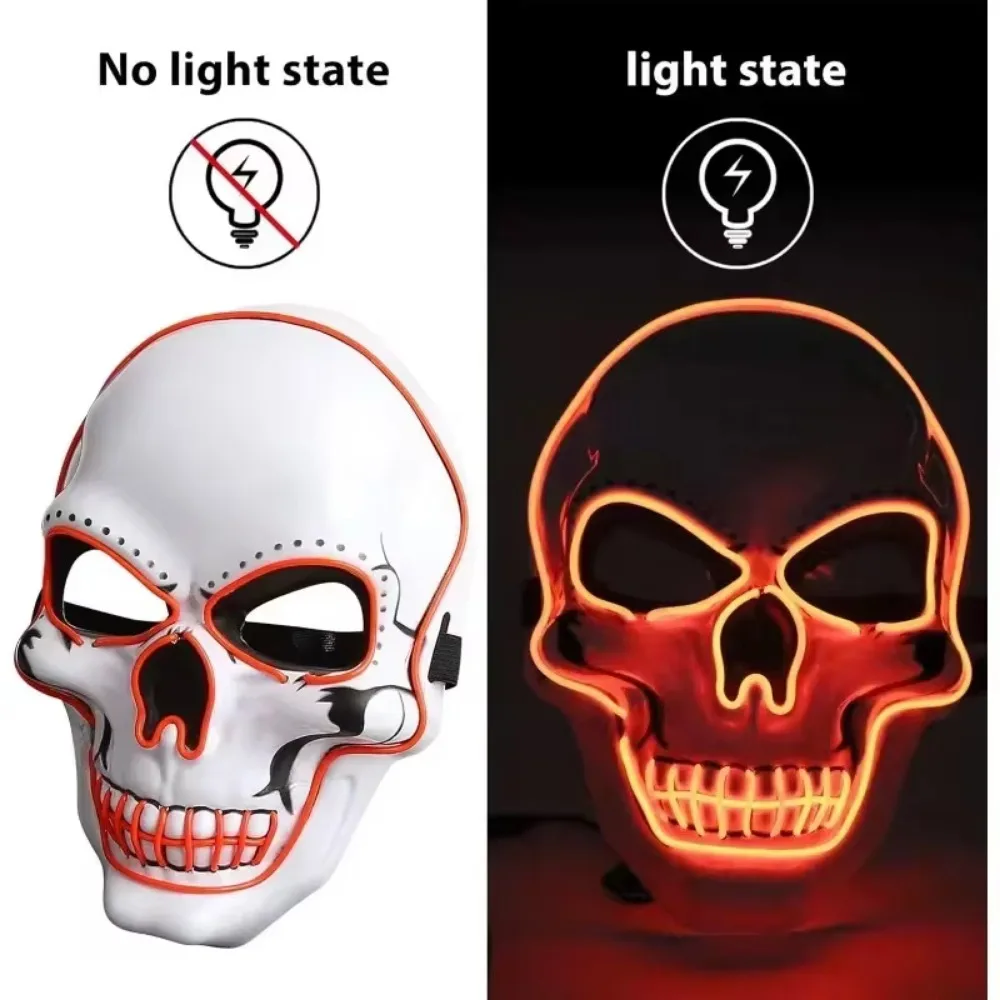 Neon Led Skull Mask Halloween Adult Purification Mask LED Glowing Skull Terror Cold Light Role Playing Masquerade Ball halloween mask masquerade mask horror mask party masks