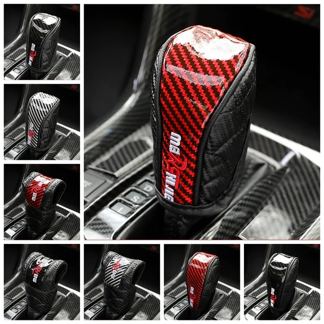 Noir rouge - Couvercle de levier de vitesse en cuir pour voiture,  Protection du pommeau de la boîte de vitess