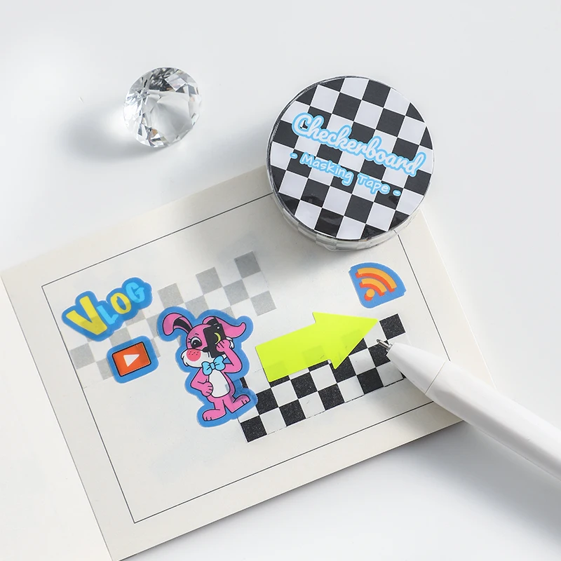 1pcs Checkerboard Masking Tape 15mm Multi Color Check Paper Washi Tape School Decoration Stickers for Diary Album A6996 4