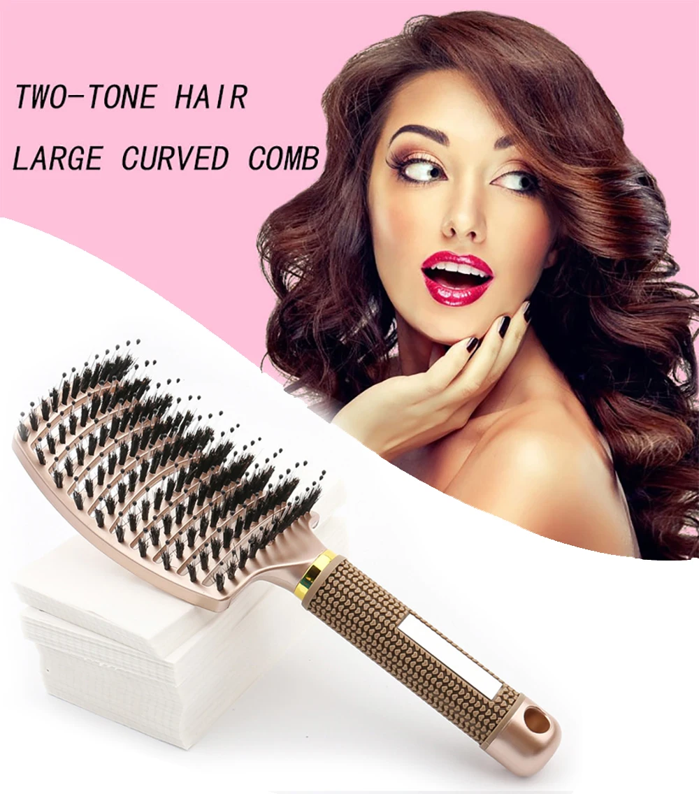 Haar bürste Haarkamm entwirren Haar bürste & Nylon Frauen nass Massage Kamm lockig Friseursalon Styling-Tools – Detail 1