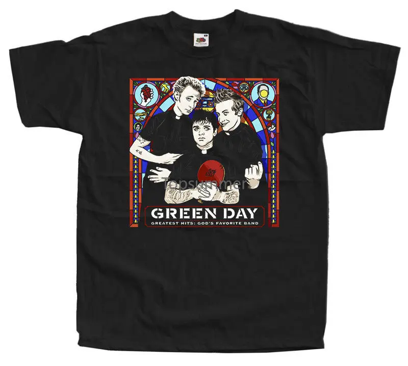 Copertina Dell'Album Del Giorno Verde Billie Joe Jones Dtg T Shirt Taglie Nere S-3Xl
