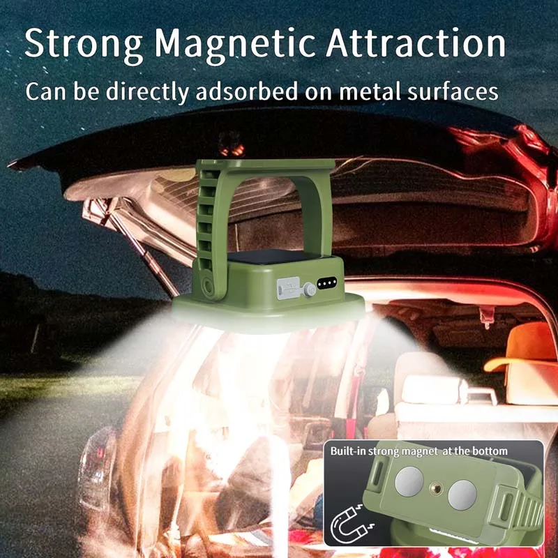 13500mAh Solar Portable Camping Lamp Outdoor Spotlight Flashlight Emergency Fast Rechargeable Magnetic Work Lighting