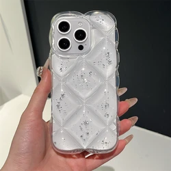 Elegant 3D Rhombus Epoxy Resin Glitter Phone Case - Transparent Shockproof Cover - iPhone 14 Pro Max (Glitter)