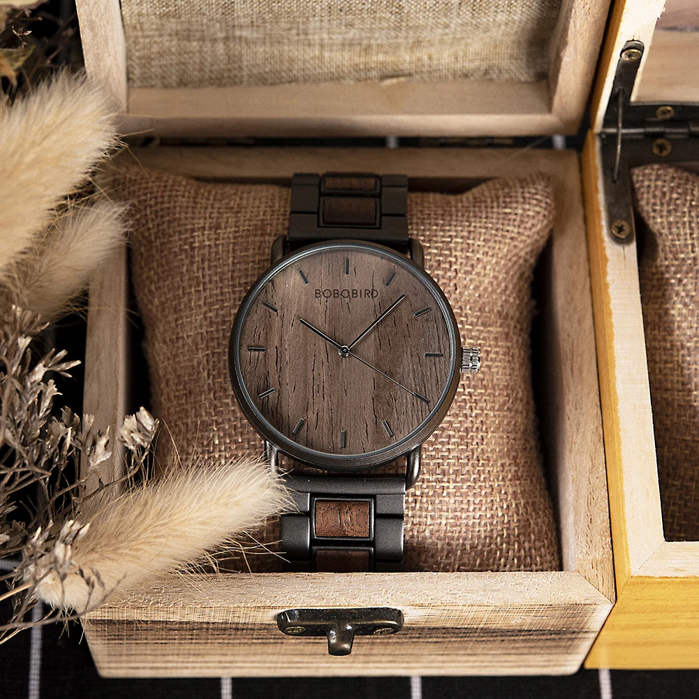 relogio masculino BOBO BIRD Quartz Male Zebra Wooden Wrist Watches Simple Design Timepiece Paper Gift Box Do Custom Dropshipping 6