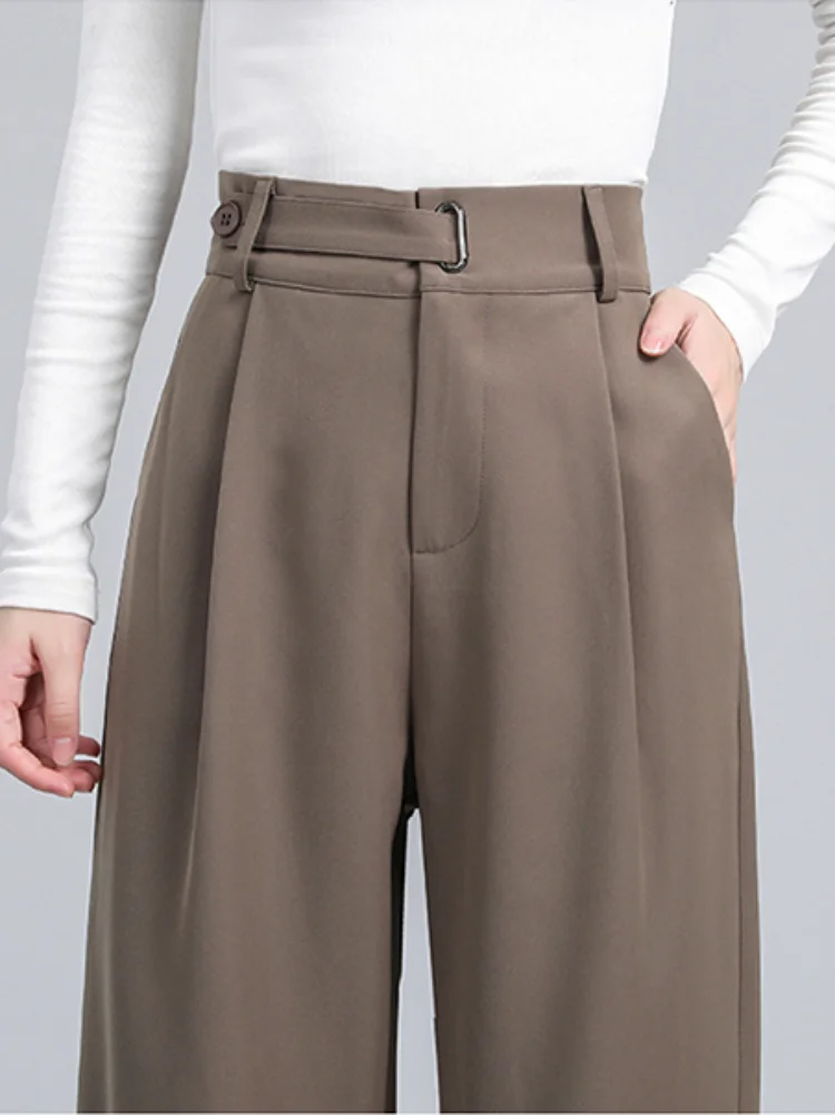 

Solid Suit Pants Women Summer Loose New Casual Oversize Wide Leg Pants Women Grey Korean Fashion High Waisted Women's Suit Pants
