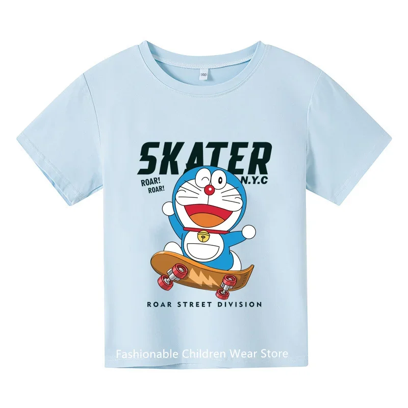 Anime Doraemon A Dream Abbigliamento Estate Manica Corta T-Shirt Divertente Stampato Cartoon Doraemon A Dream Pattern Top T-Shirt Per Bambini