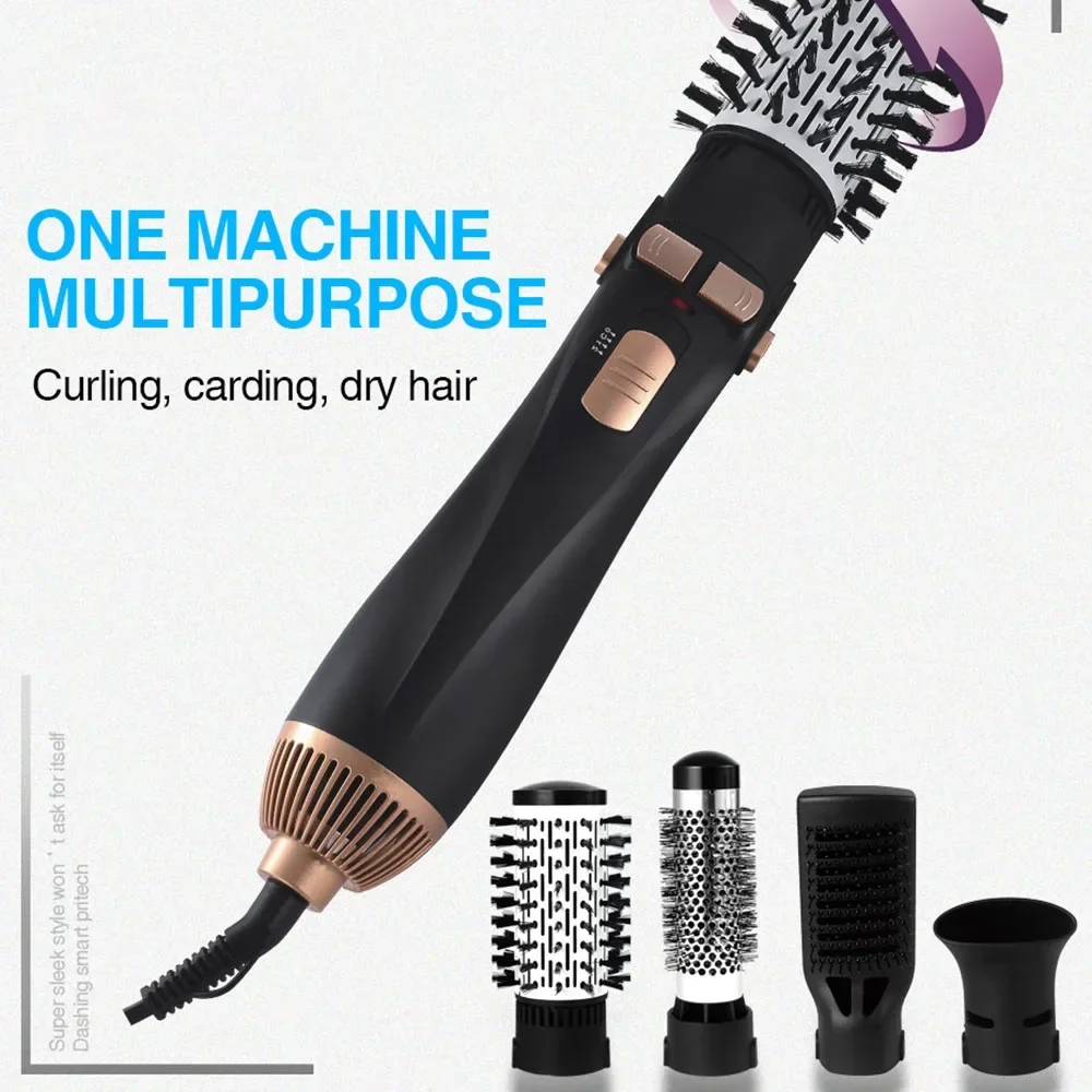 Hot Air Brush 4 Head Replaceable Hair Dryer Comb One Step Blower Strong Wind Electric Straightener Roller Curler Styling Tools 6