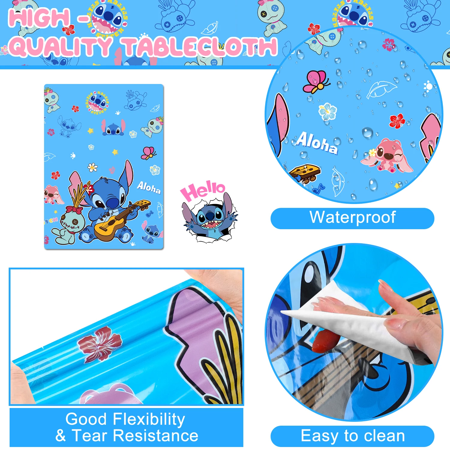 Stitch Party Tablecloths, 3pcs Stitch Party Decorations Tablecloths set-Stitch Tablecloth,Stitch Party Table Cover etc 4