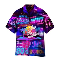 3D Printed Colorful Music Hawaiian Shirts For Men Cool 80s Patterns Blouse Summer Vacation Short Sleeves Tops Loose Aloha Shirts 1