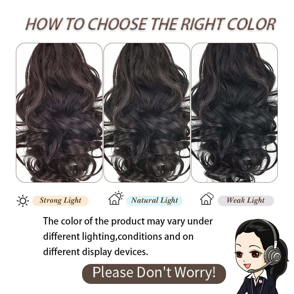 12inch Wavy Hair Ponytail Wig Synthetic Hair Extensions Claw Clip Ponytail Hairpiece with Drawstring for Women Daily Party Use