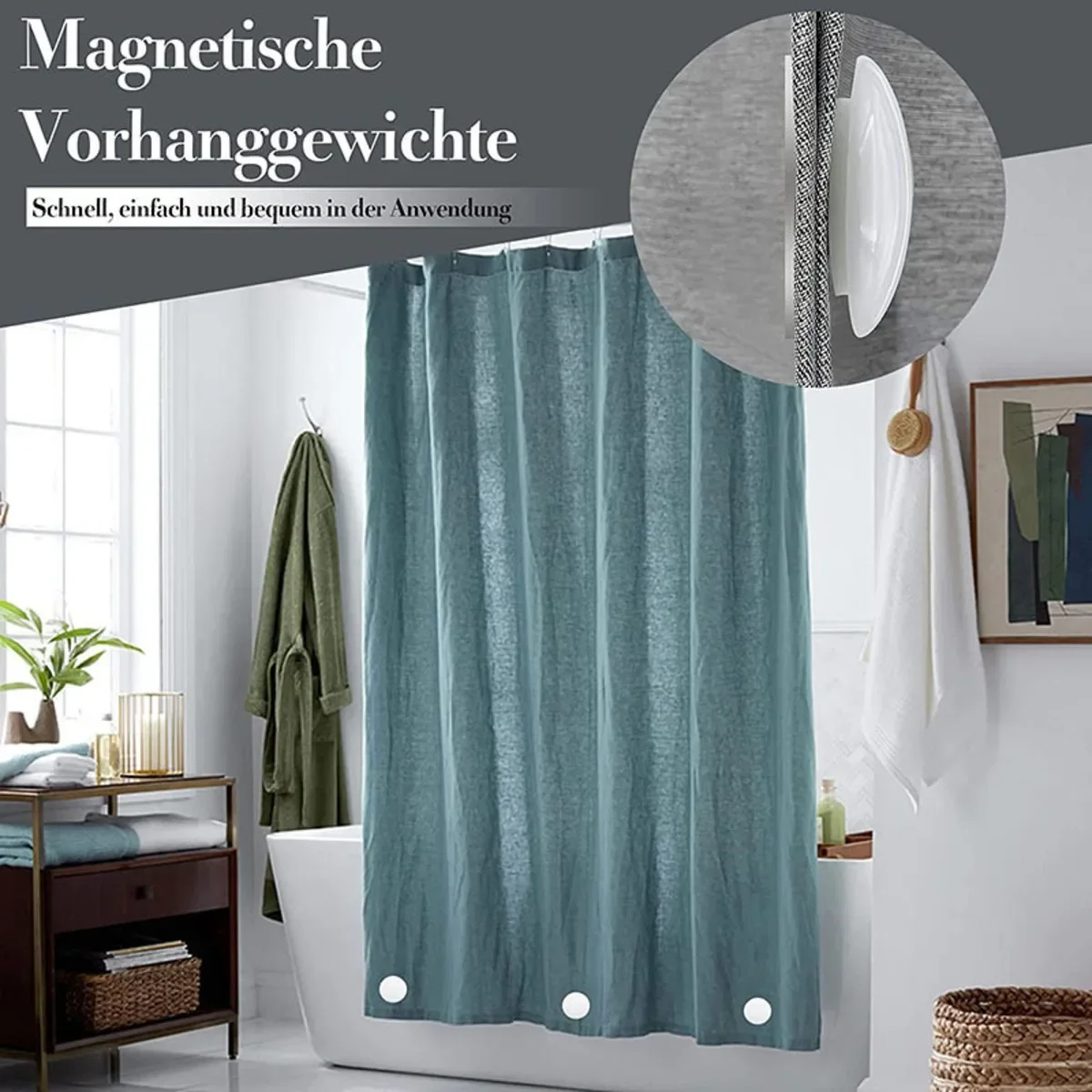 1pcs Shower Curtain Magnets,  Heavy Strong Magnets Prevent Shower Curtain Liner from Blowing Curtain Clips Add Weight 4