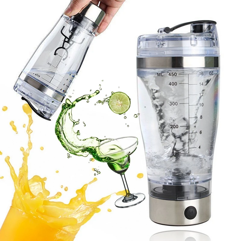 Portable Electric Vortex Protein Shaker Blender Mixer Bottle Mixing Cup 450ml