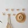 1pcs Wooden Hooks Cute Lion Elephant Giraffe Wall Keychain Coat Hook Room Decoration Solid Wood Hook Hanger Kitchen Accessories 3