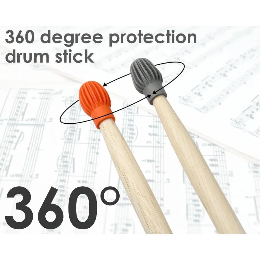 Drumstick Dampeners for Silencing Drumming Practice Silicone Drumstick Tips Mute Clacking Sound from Sticks on Solid Surfaces